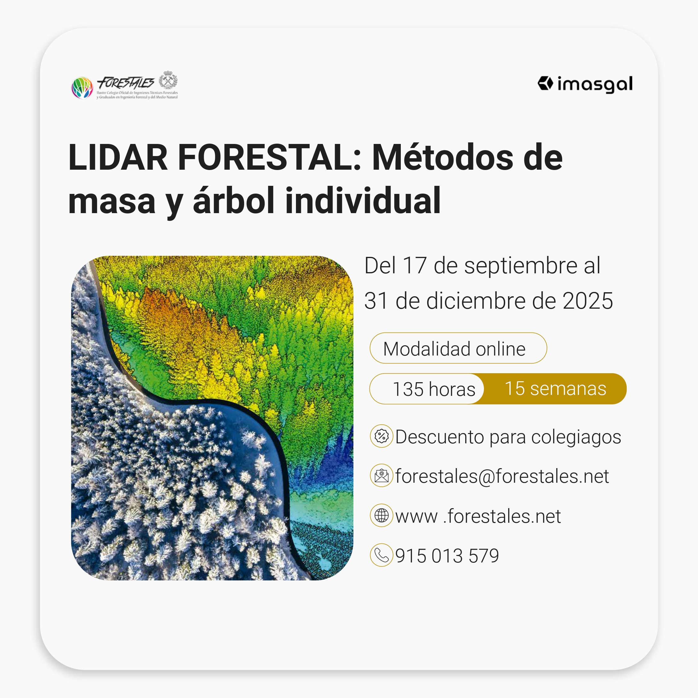 CURSO ON-LINE DE LIDAR FORESTAL INTENSIVO: MÉTODOS DE MASA Y ÁRBOL INDIVIDUAL