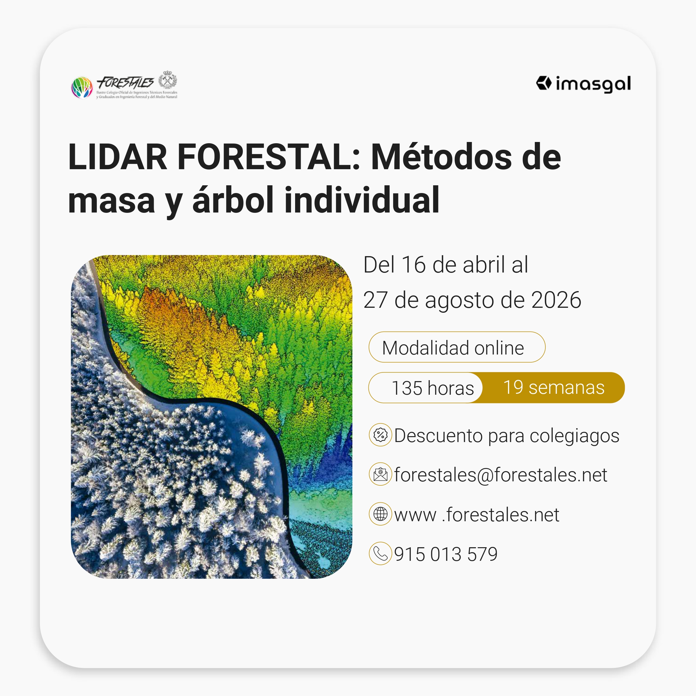CURSO ONLINE DE LIDAR FORESTAL INTENSIVO: MÉTODOS DE MASA Y ÁRBOL INDIVIDUAL