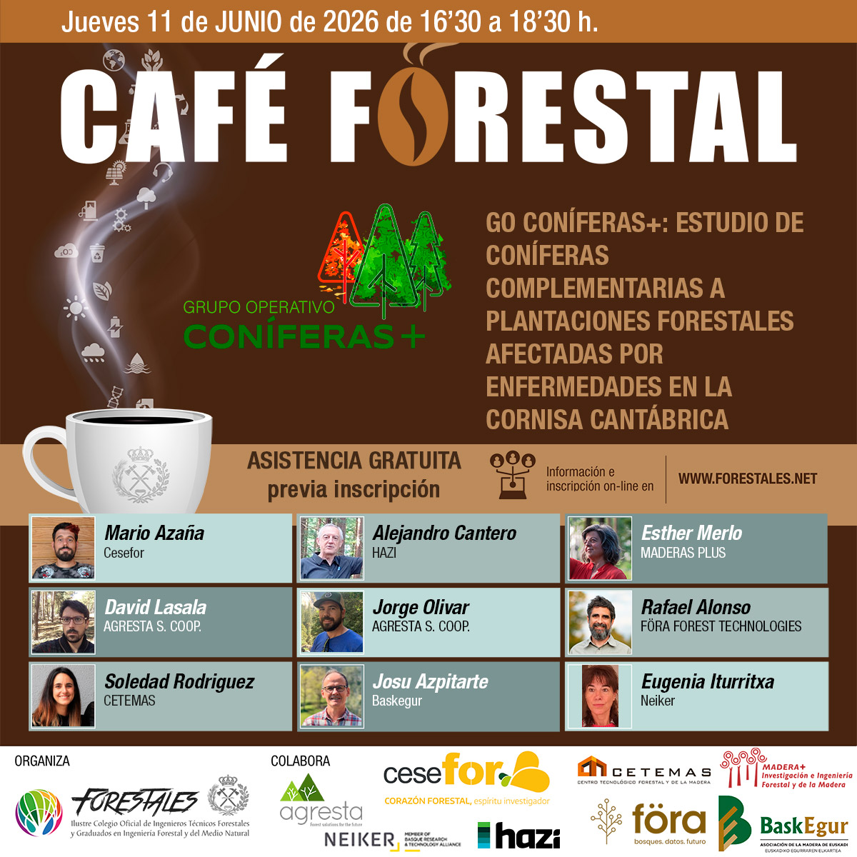 CAFÉ FORESTAL "GO CONÍFERAS+: ESTUDIO DE CONÍFERAS COMPLEMENTARIAS A PLANTACIONES FORESTALES AFECTADAS POR ENFERMEDADES EN LA CORNISA CANTÁBRICA"