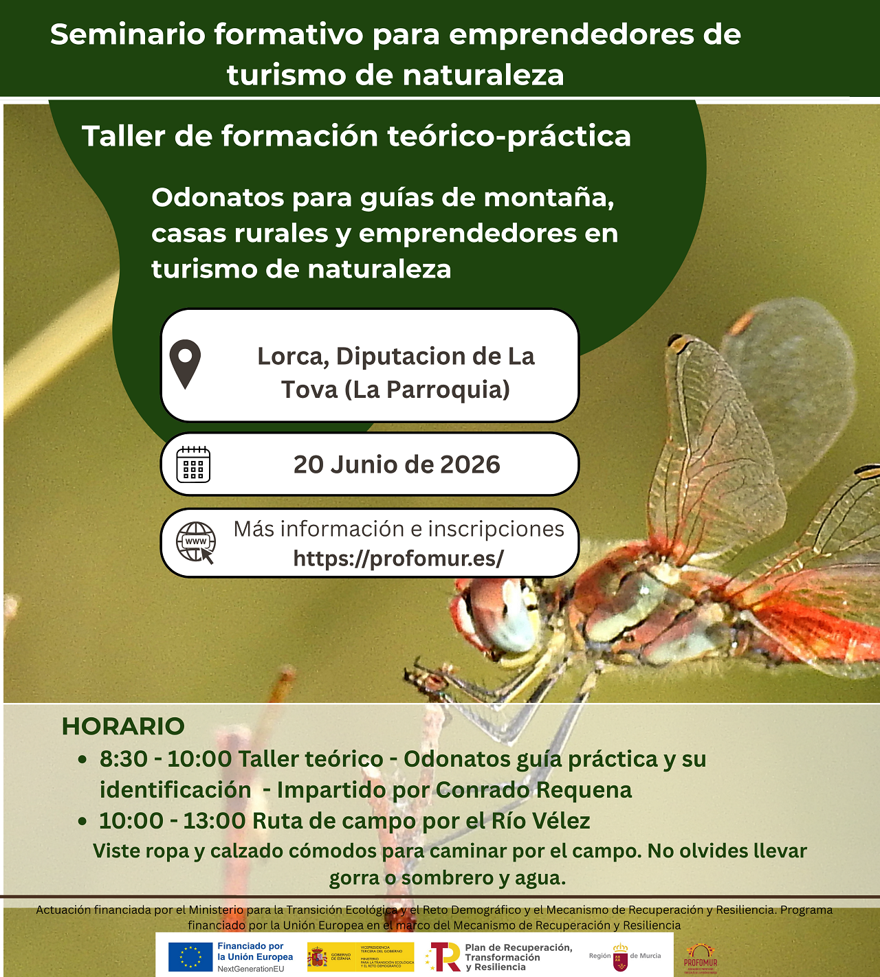 TALLER “ODONATOS PARA GUÍAS DE MONTAÑA, CASAS RURALES Y EMPRENDEDORES EN TURISMO DE NATURALEZA”