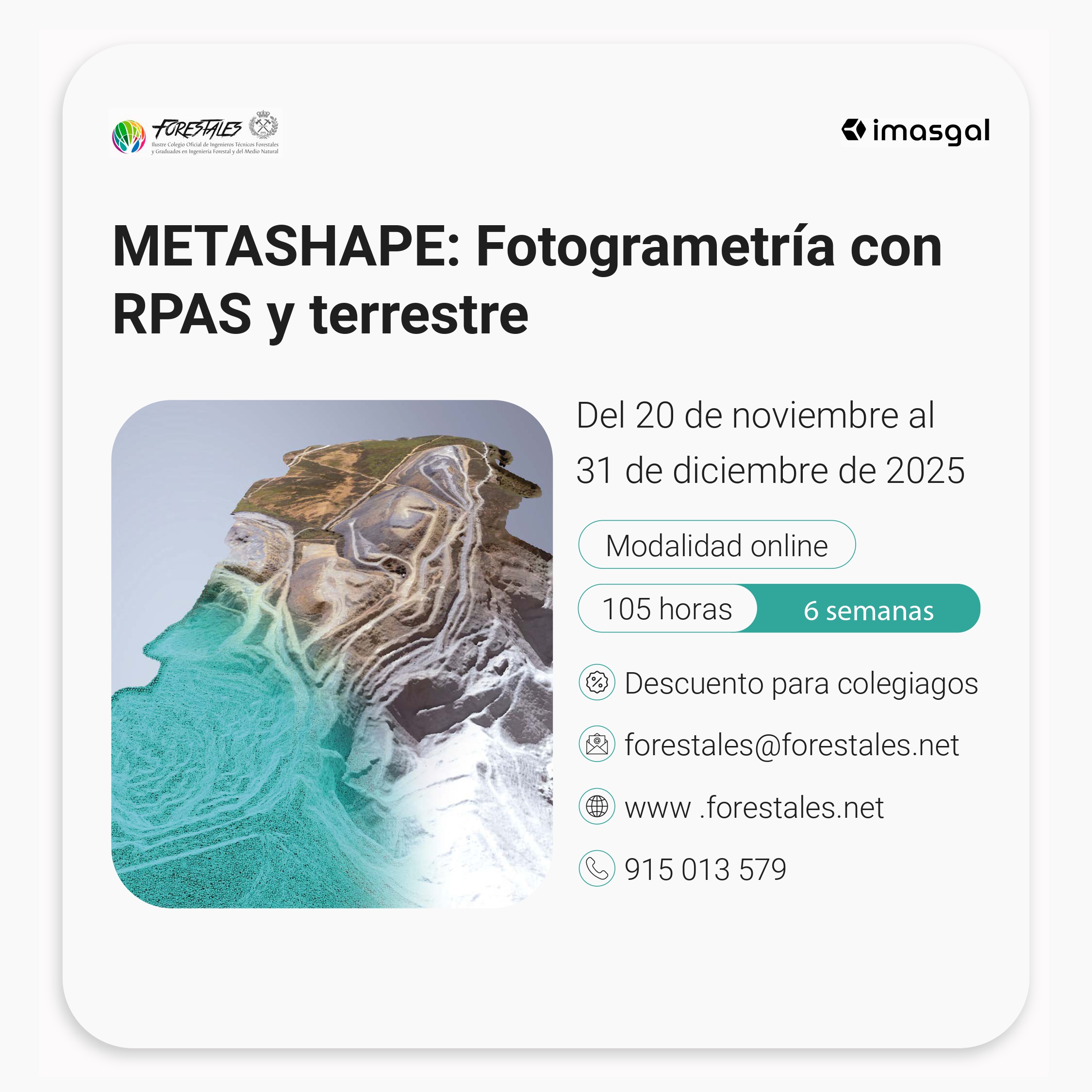 CURSO ON-LINE DE METASHAPE: FOTOGRAMETRÍA CON RPAS Y TERRESTRE