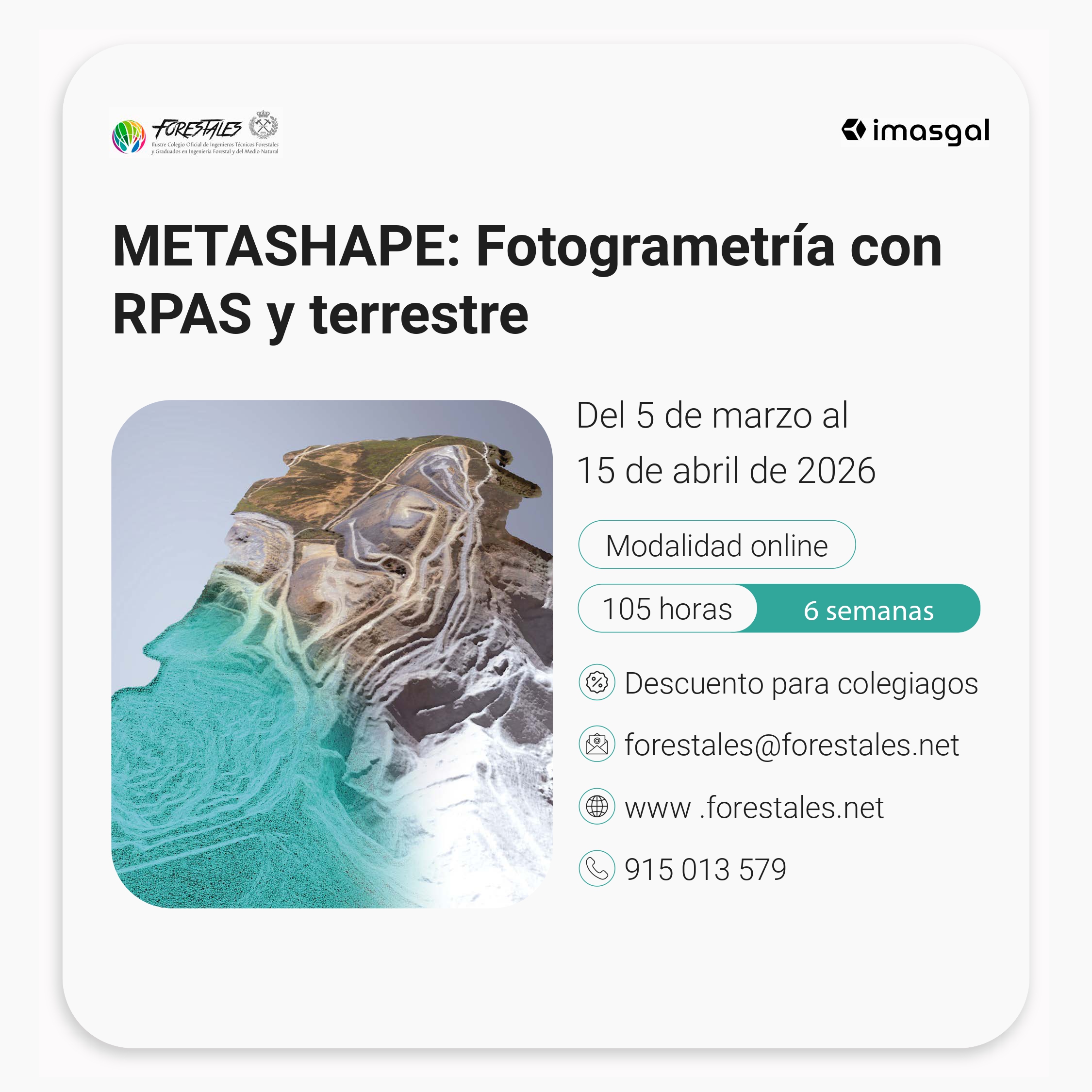 CURSO ONLINE DE METASHAPE: FOTOGRAMETRÍA CON RPAS Y TERRESTRE