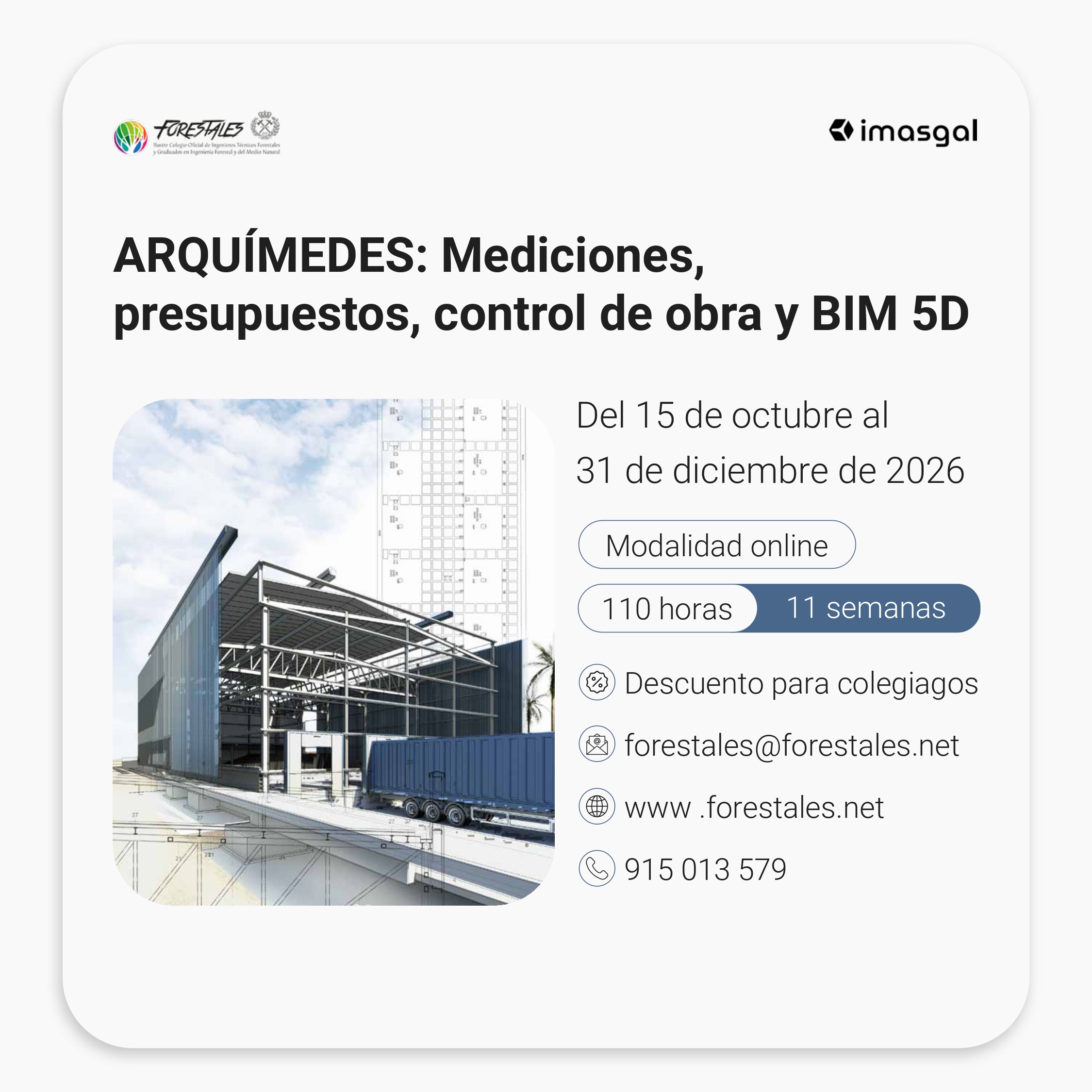 CURSO ONLINE DE ARQUÍMEDES: MEDICIONES, PRESUPUESTOS Y CONTROL DE OBRA Y BIM 5D